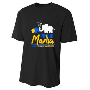 Proud Mama Down Syndrome Awareness Day Cute Elephant Gift Performance Sprint T-Shirt