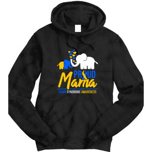 Proud Mama Down Syndrome Awareness Day Cute Elephant Gift Tie Dye Hoodie