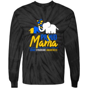 Proud Mama Down Syndrome Awareness Day Cute Elephant Gift Tie-Dye Long Sleeve Shirt