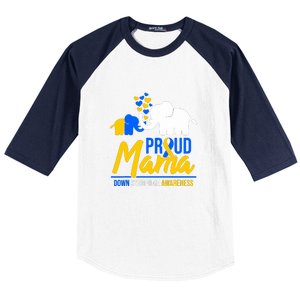 Proud Mama Down Syndrome Awareness Day Cute Elephant Gift Baseball Sleeve Shirt