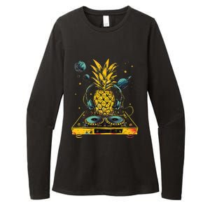 Pineapple Music Dj Space Turntable Dj Pineapple Fruits Edm Womens CVC Long Sleeve Shirt