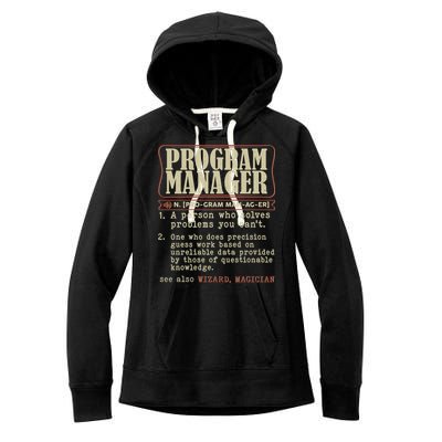Program Manager Definition Women's Fleece Hoodie