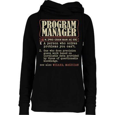 Program Manager Definition Womens Funnel Neck Pullover Hood