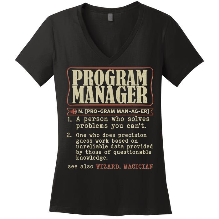 Program Manager Definition Women's V-Neck T-Shirt