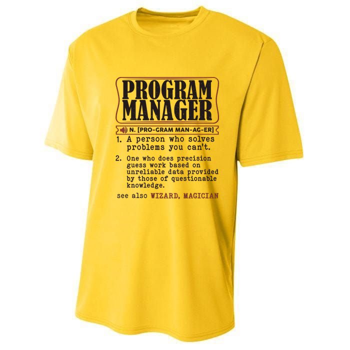 Program Manager Definition Youth Performance Sprint T-Shirt