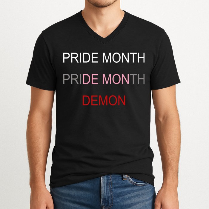 Pride Month Demon V-Neck T-Shirt