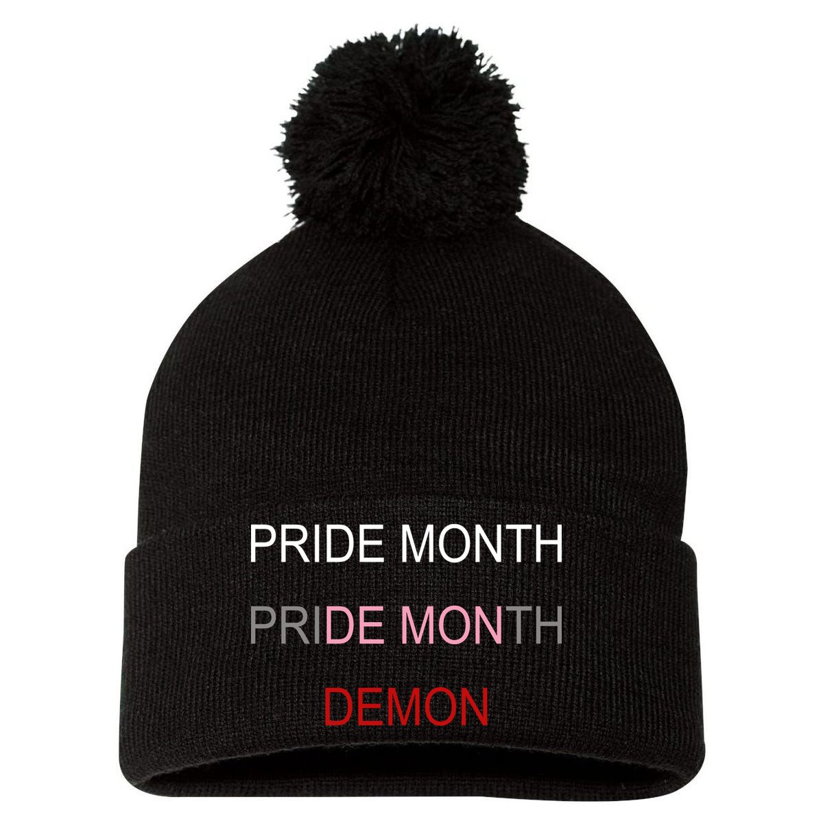Pride Month Demon Pom Pom 12in Knit Beanie