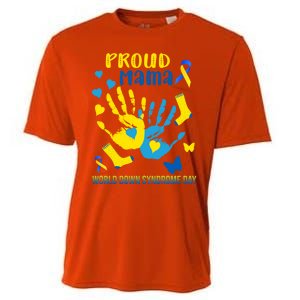 Proud Mama Down Syndrome Awareness T21 Gift Cooling Performance Crew T-Shirt