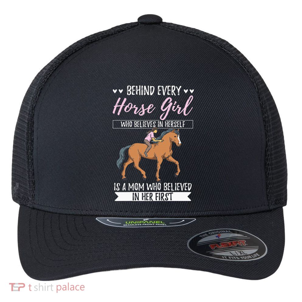 Proud Mama Daughter At Equestrian Horses Hobby Mommy Flexfit Unipanel Trucker Cap