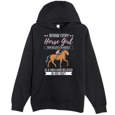 Proud Mama Daughter At Equestrian Horses Hobby Mommy Premium Pullover Hoodie