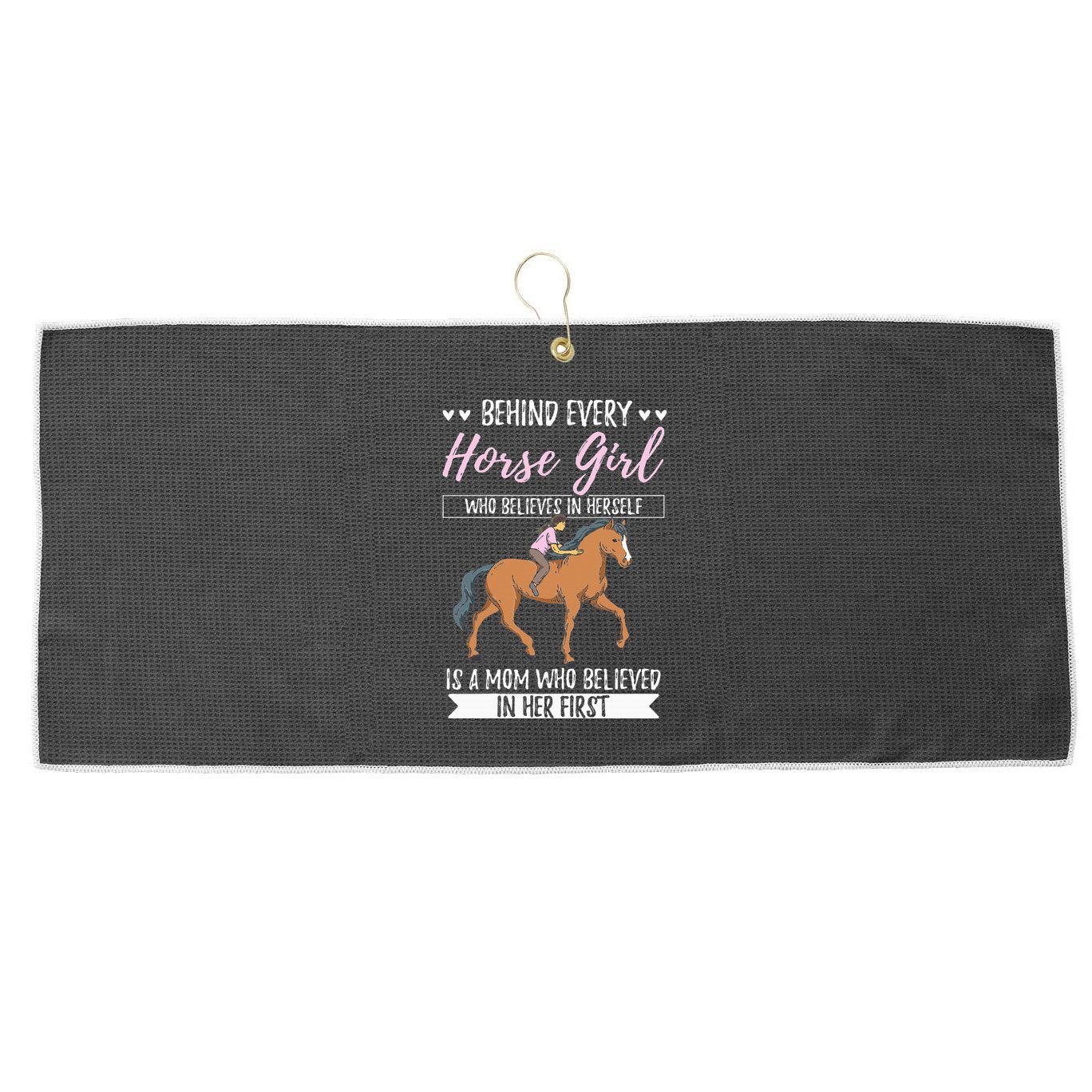Proud Mama Daughter At Equestrian Horses Hobby Mommy Large Microfiber Waffle Golf Towel