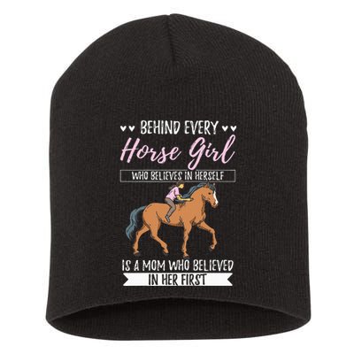 Proud Mama Daughter At Equestrian Horses Hobby Mommy Short Acrylic Beanie