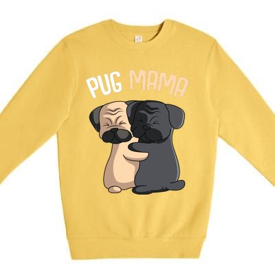 Pug Mama Dog Mom Lover Owner Girl Women Premium Crewneck Sweatshirt