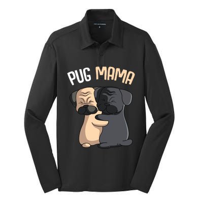 Pug Mama Dog Mom Lover Owner Girl Women Silk Touch Performance Long Sleeve Polo