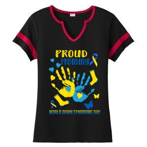 Proud Mommy Down Syndrome Awareness T21 Gift Ladies Halftime Notch Neck Tee