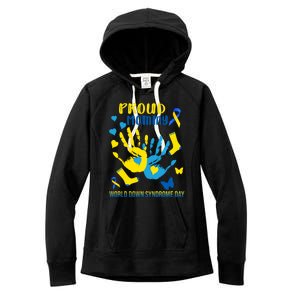 Proud Mommy Down Syndrome Awareness T21 Gift Women's Fleece Hoodie