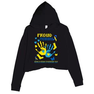 Proud Mommy Down Syndrome Awareness T21 Gift Crop Fleece Hoodie