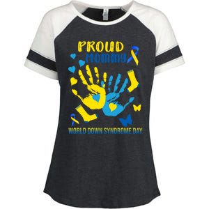 Proud Mommy Down Syndrome Awareness T21 Gift Enza Ladies Jersey Colorblock Tee