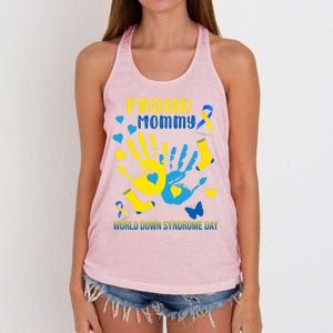 Proud Mommy Down Syndrome Awareness T21 Gift Women's Knotted Racerback Tank