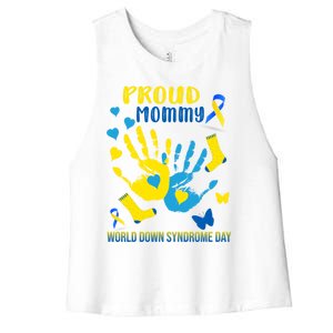 Proud Mommy Down Syndrome Awareness T21 Gift Women's Racerback Cropped Tank