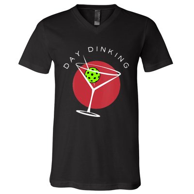 Pickleball Martini Day Drinking Athlete Coach Sports Lover V-Neck T-Shirt