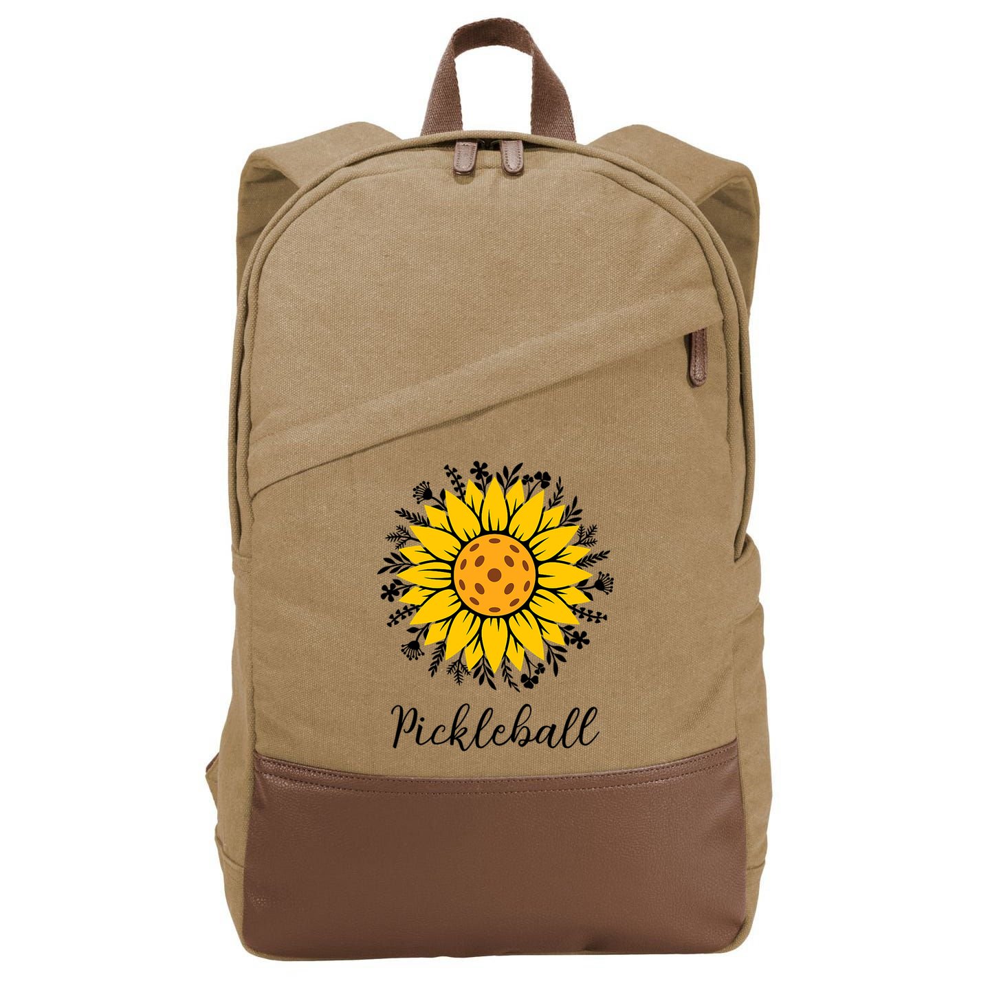 Pickleball Mother's Day Flower Cute Sunflower  Cotton Canvas Backpack