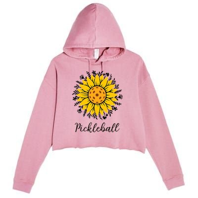 Pickleball Mother's Day Flower Cute Sunflower  Crop Fleece Hoodie