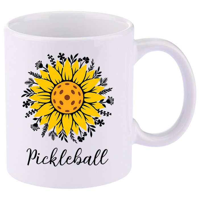 Pickleball Mother's Day Flower Cute Sunflower  11oz C Handle Ceramic Mug