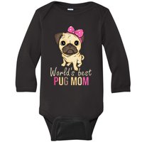 Pug Mom Dog Owner  Mothers Day Dog Pug Baby Long Sleeve Bodysuit