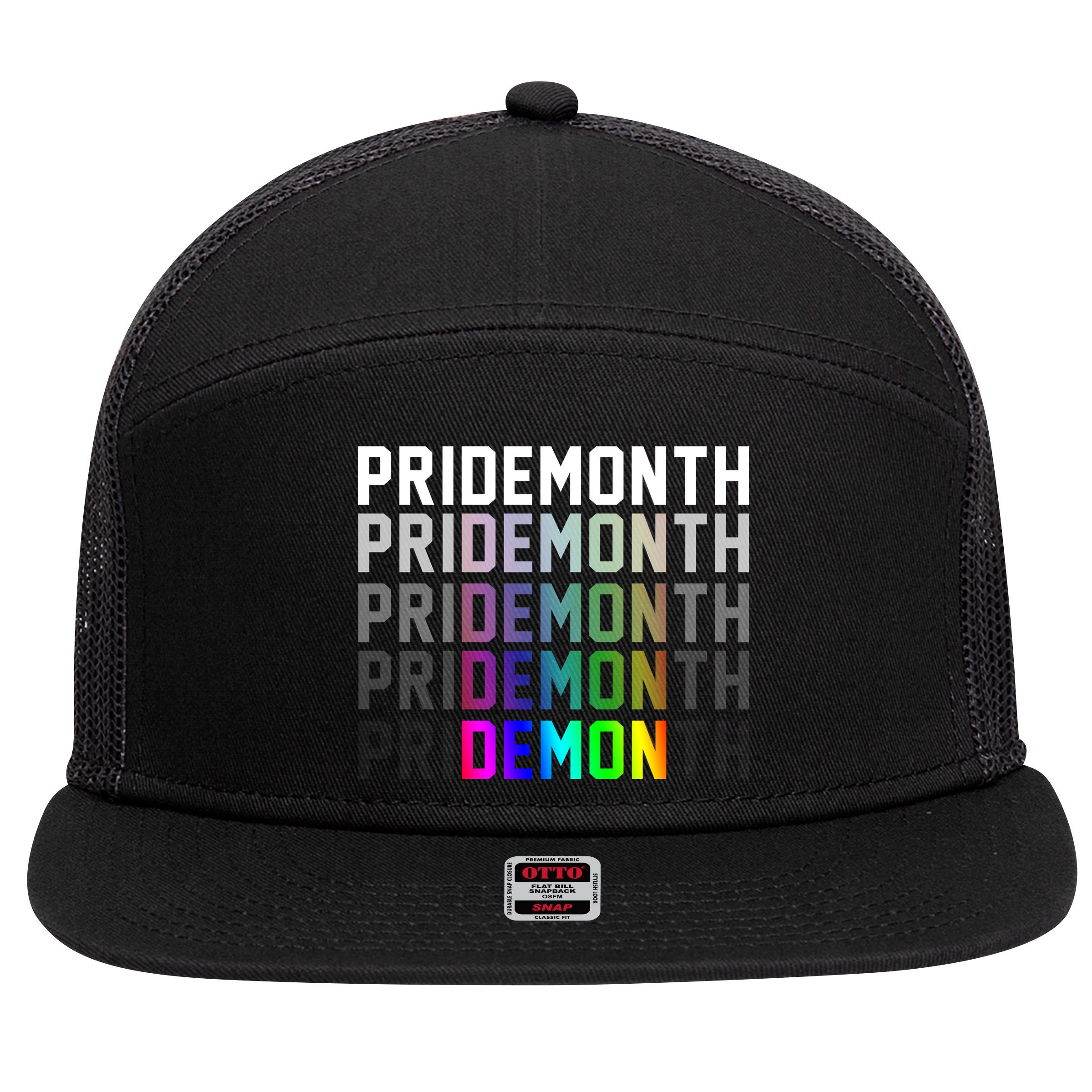 Pride Month Demon Rainbow 7 Panel Mesh Trucker Snapback Hat