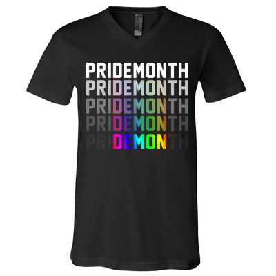 Pride Month Demon Rainbow V-Neck T-Shirt