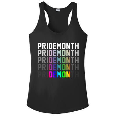 Pride Month Demon Rainbow Ladies PosiCharge Competitor Racerback Tank