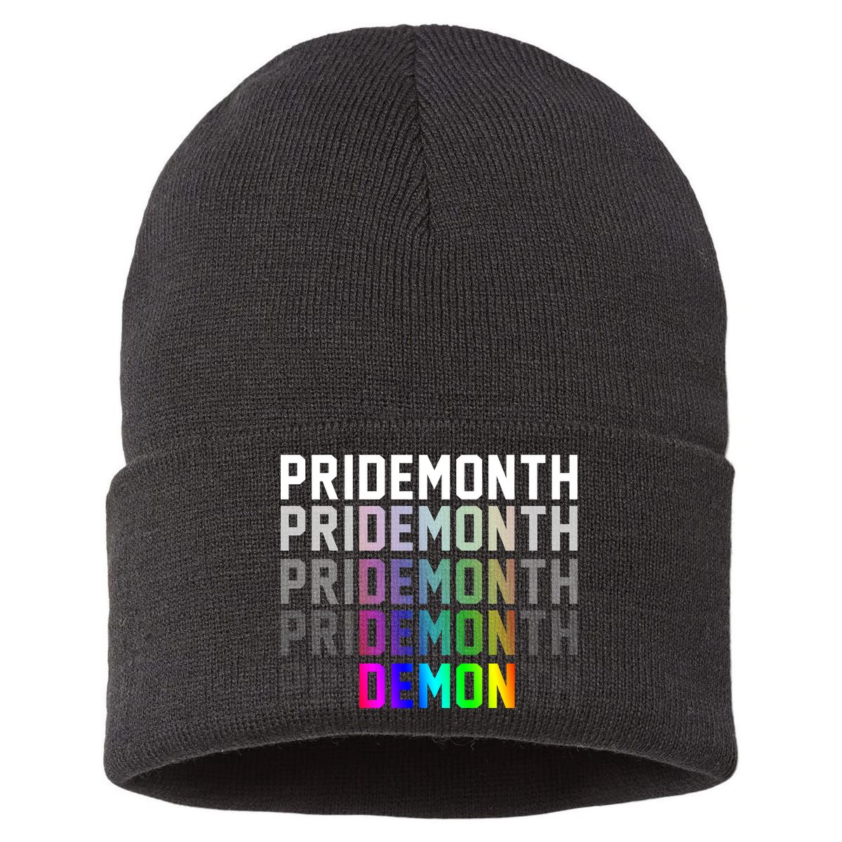 Pride Month Demon Rainbow Sustainable Knit Beanie