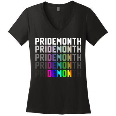Pride Month Demon Rainbow Women's V-Neck T-Shirt