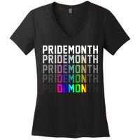 Pride Month Demon Rainbow Women's V-Neck T-Shirt