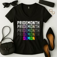 Pride Month Demon Rainbow Women's V-Neck T-Shirt