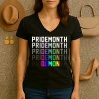 Pride Month Demon Rainbow Women's V-Neck T-Shirt