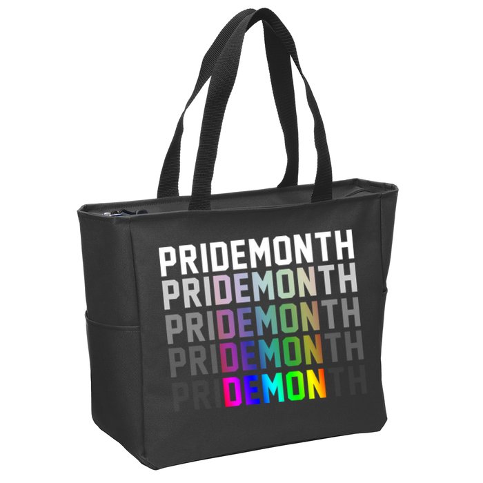 Pride Month Demon Rainbow Zip Tote Bag