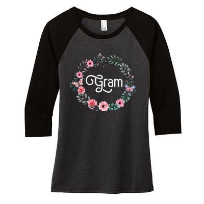 Perfect Mother's Day Gifts For Grandma Floral Gram Women's Tri-Blend 3/4-Sleeve Raglan Shirt