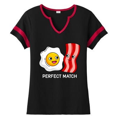 Perfect Match Eggs And Bacon Valentine's Day Cool Gift Ladies Halftime Notch Neck Tee