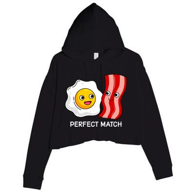 Perfect Match Eggs And Bacon Valentine's Day Cool Gift Crop Fleece Hoodie