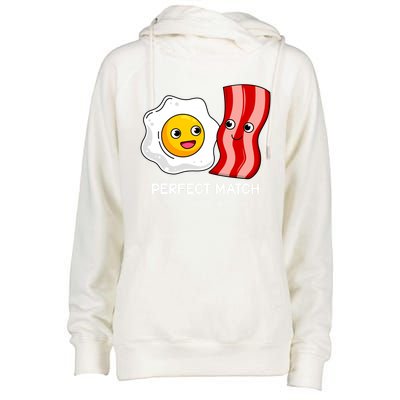 Perfect Match Eggs And Bacon Valentine's Day Cool Gift Womens Funnel Neck Pullover Hood