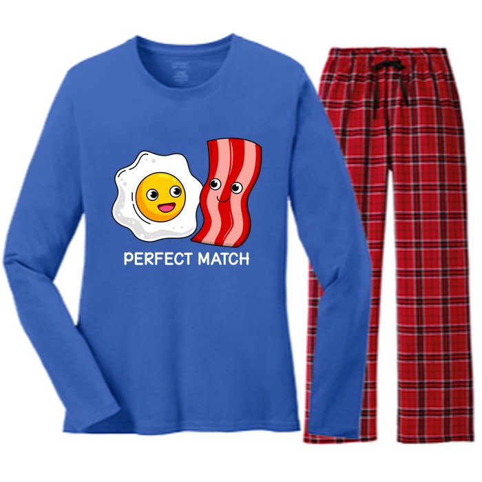 Perfect Match Eggs And Bacon Valentine's Day Cool Gift Women's Long Sleeve Flannel Pajama Set 