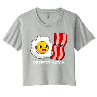 Perfect Match Eggs And Bacon Valentine's Day Cool Gift Women's Crop Top Tee