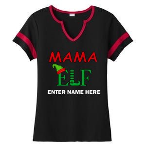 Personalize Mama Elf Custom Family Matching Christmas Ladies Halftime Notch Neck Tee