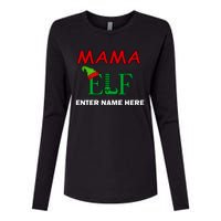 Personalize Mama Elf Custom Family Matching Christmas Womens Cotton Relaxed Long Sleeve T-Shirt