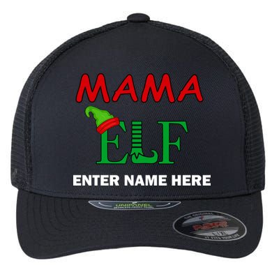 Personalize Mama Elf Custom Family Matching Christmas Flexfit Unipanel Trucker Cap