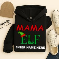 Personalize Mama Elf Custom Family Matching Christmas Hoodie