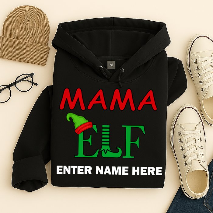 Personalize Mama Elf Custom Family Matching Christmas Hoodie