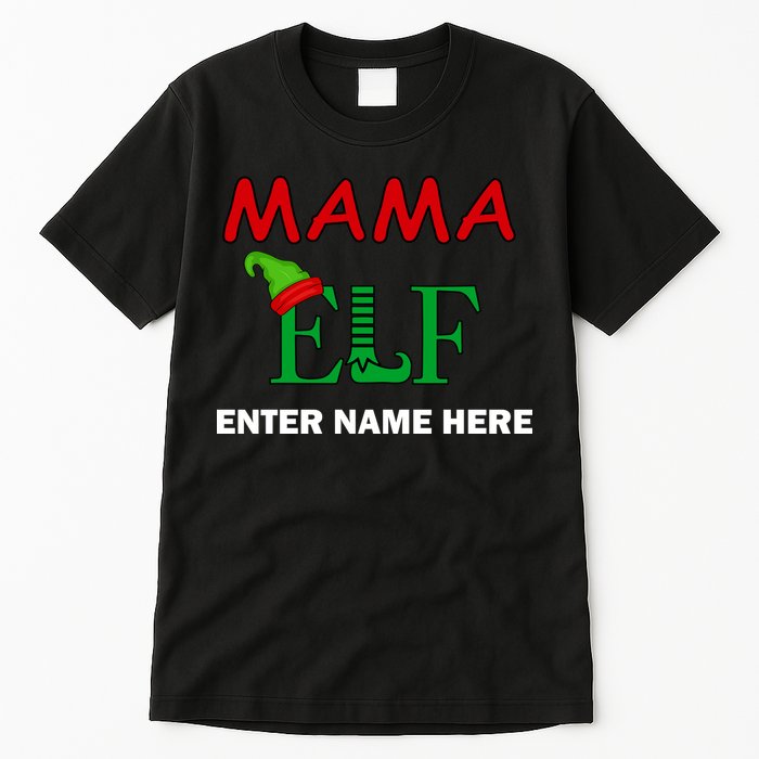 Personalize Mama Elf Custom Family Matching Christmas Tall T-Shirt